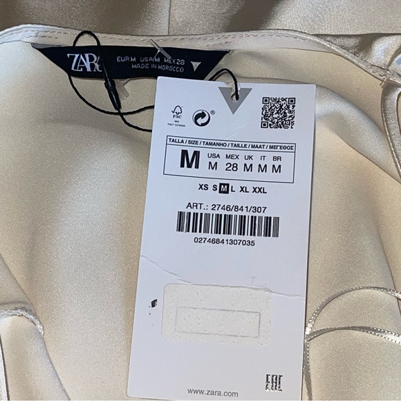 NWT Zara Ivory Satin Maxi Slip Dress Strappy Sexy Cocktail Event Classy Size M - Picture 9 of 15